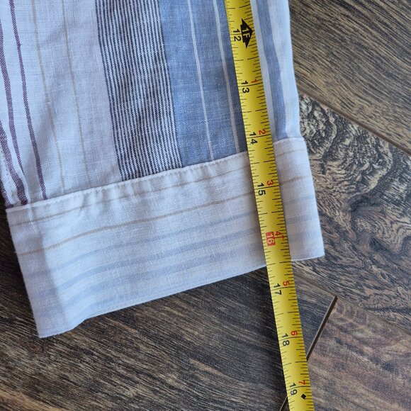 Chico's No Iron Linen Button-Up Shirt 3/4 Sleeve Multicolor Stripe - Picture 7 of 9